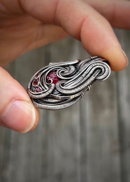 Red Monochromatic Pendant // Spinel Crystals // Wire Wrap // Festival Jewelry // Gems // Crystal // One of a Kind // Handmade Wire Art