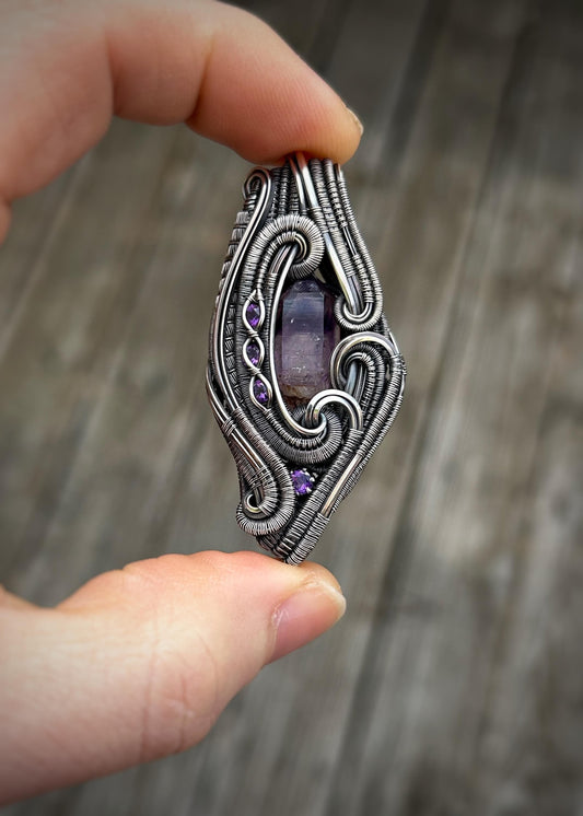 Purple Monochromatic Pendant // Amethyst // Wire Wrap // Festival Jewelry // Gems // Crystal // February Birthstone // Handmade Wire Art