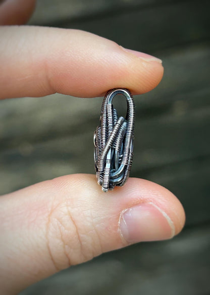 Triangular Opal Mini // Wire Wrapped Pendant // Ethiopian Welo Opal // Festival Jewelry // Oxidized Sterling Silver // Petite // Handmade