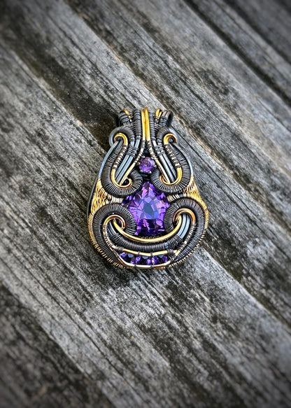 Purple Symmetry // Amethyst Jammer // Aquarius // Oxidized Silver // Mixed Metals // Goldfilled // Pendant // Festival Jewelry // Wire Wrap