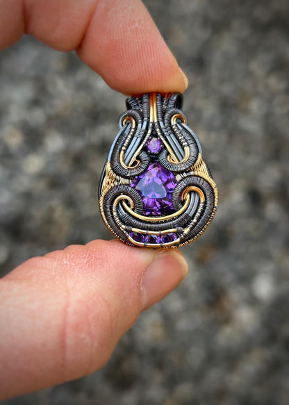 Purple Symmetry // Amethyst Jammer // Aquarius // Oxidized Silver // Mixed Metals // Goldfilled // Pendant // Festival Jewelry // Wire Wrap