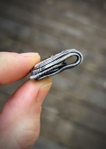 Fire Agate Triangle Pendant // Oxidized Sterling Silver // Festival Jewelry // Handmade Wire Art // Organic Flow // One of a Kind