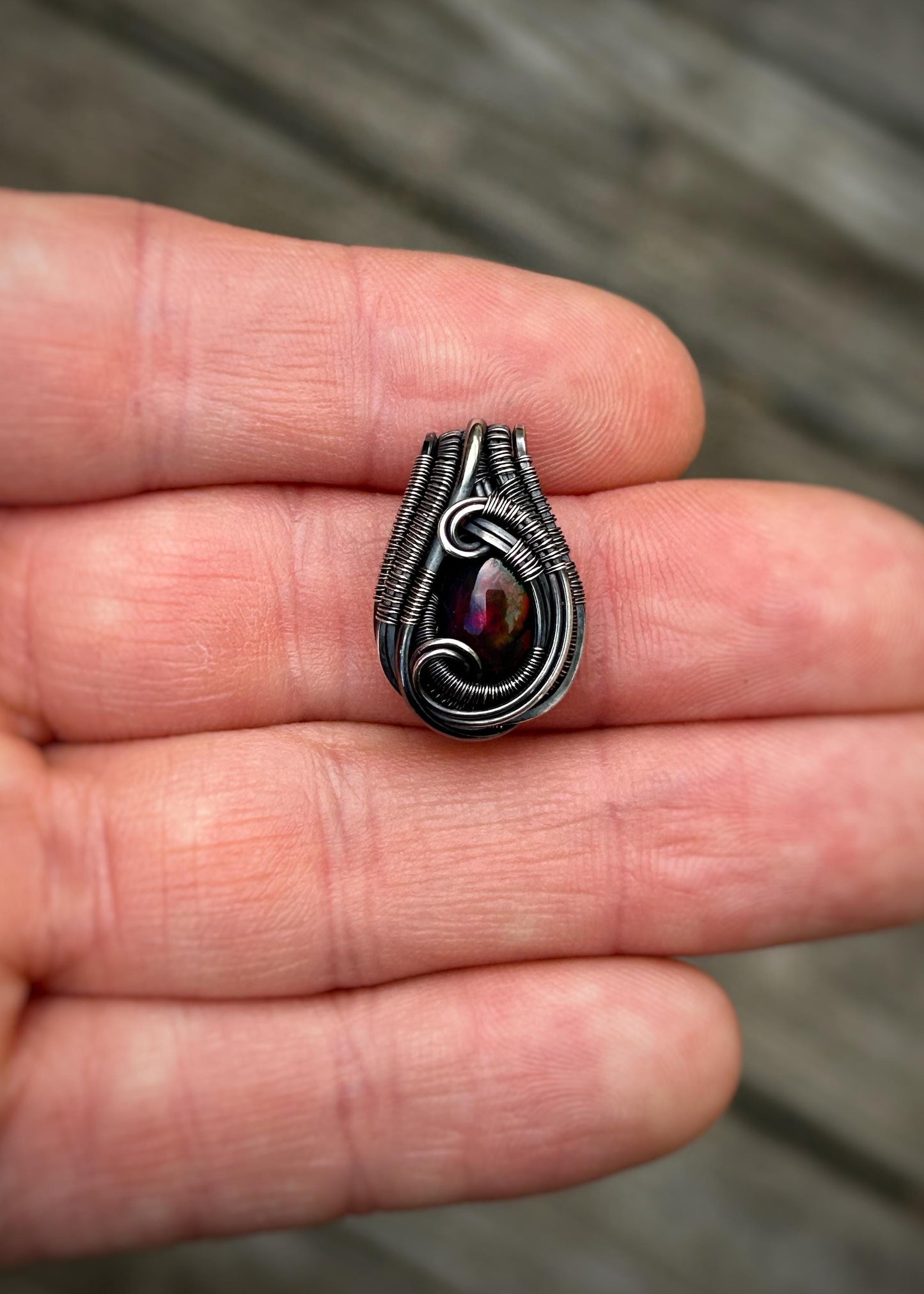 Petite Opal Mini // Ethiopian Welo Opal // Oxidized Sterling Silver // Festival Jewelry // Wire Wrapped Pendant // One of a Kind // Sexy