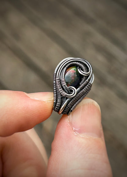 Petite Opal Mini // Ethiopian Welo Opal // Oxidized Sterling Silver // Festival Jewelry // Wire Wrapped Pendant // One of a Kind // Sexy