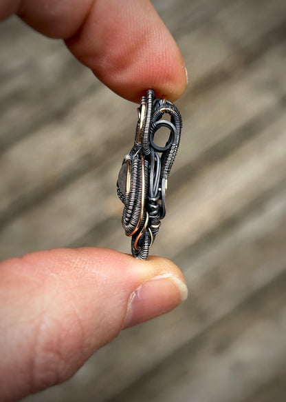 Moonstone Bird // Rainbow Moonstone Mini Pendant // Wire Wrap // Oxidized Silver // 14k Goldfilled // Petite // One of a Kind // Jewelry