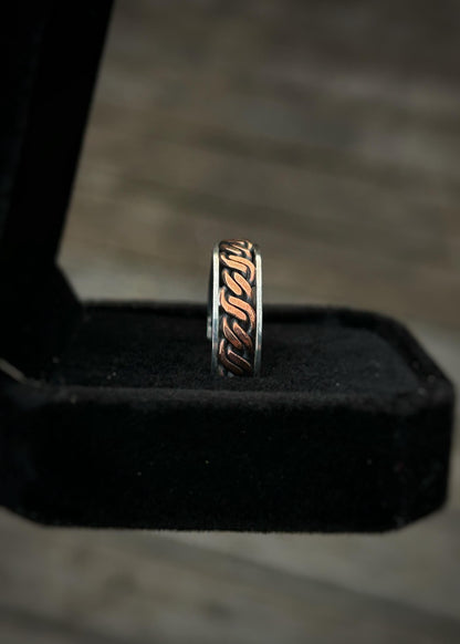 Double twist // 4-wire braid // Sterling silver and copper // wrapped ring band // braided //handmade ring // mixed metals // comfortable