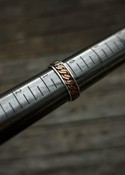 Double twist // 4-wire braid // Sterling silver and copper // wrapped ring band // braided //handmade ring // mixed metals // comfortable