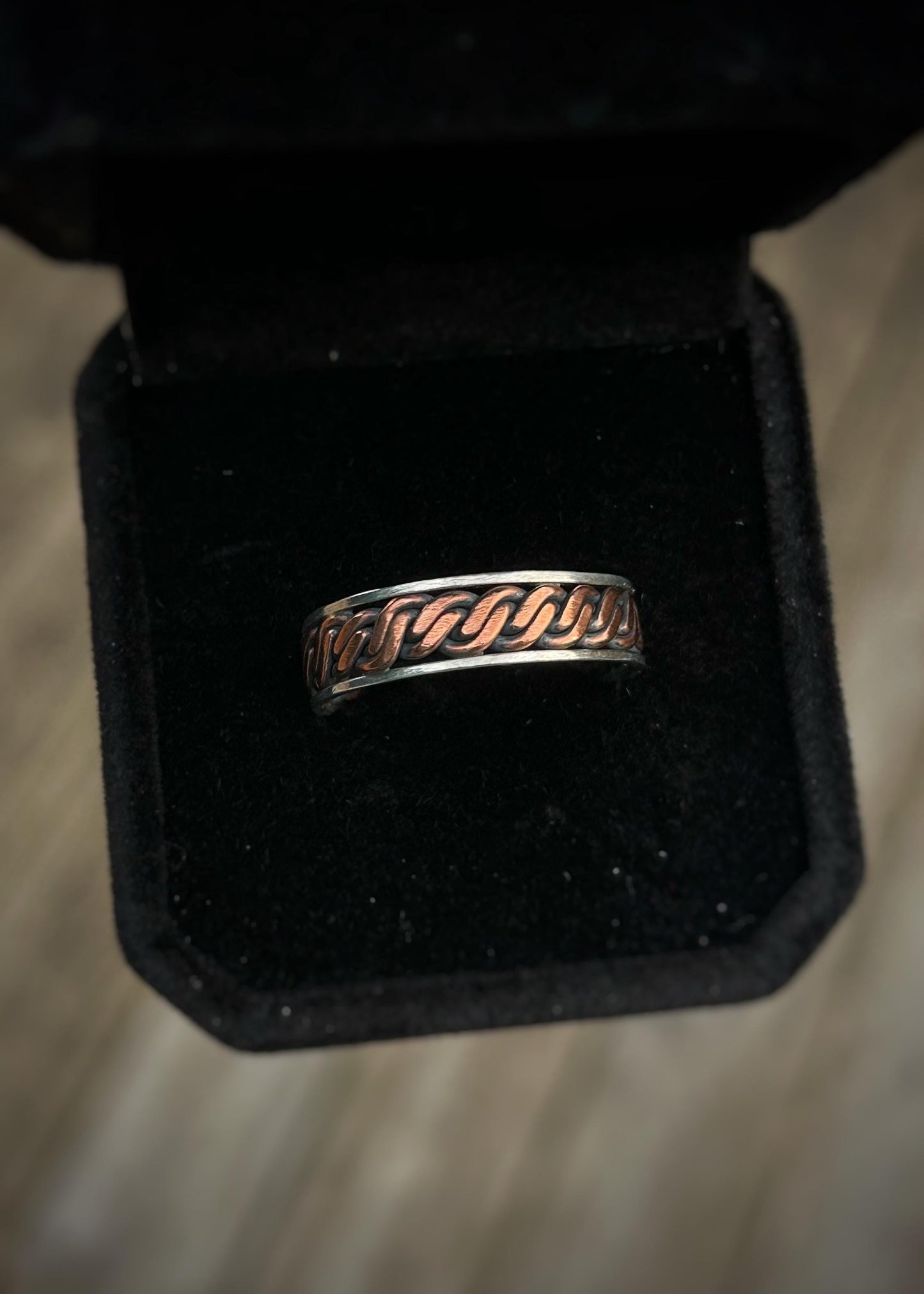 Double twist // 4-wire braid // Sterling silver and copper // wrapped ring band // braided //handmade ring // mixed metals // comfortable