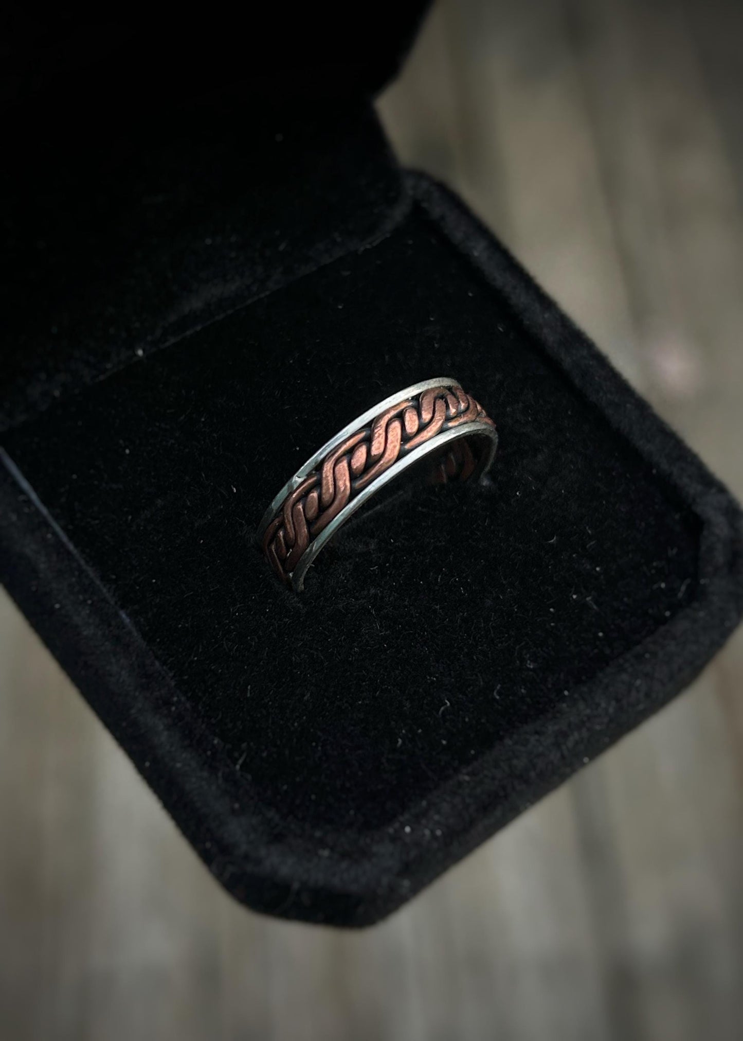 Triple twist // 4-wire braid // Sterling silver and copper // wrapped ring band // braided //handmade ring // mixed metals // comfortable
