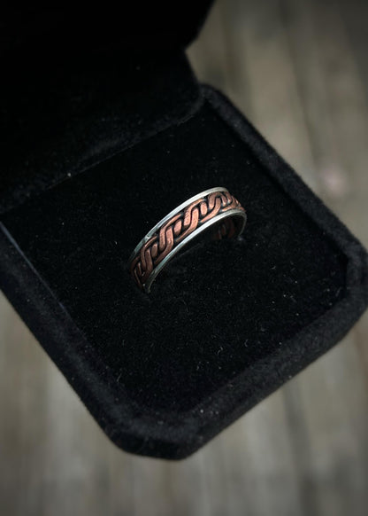 Triple twist // 4-wire braid // Sterling silver and copper // wrapped ring band // braided //handmade ring // mixed metals // comfortable