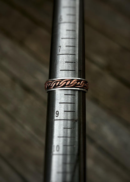 Triple twist // 4-wire braid // Sterling silver and copper // wrapped ring band // braided //handmade ring // mixed metals // comfortable
