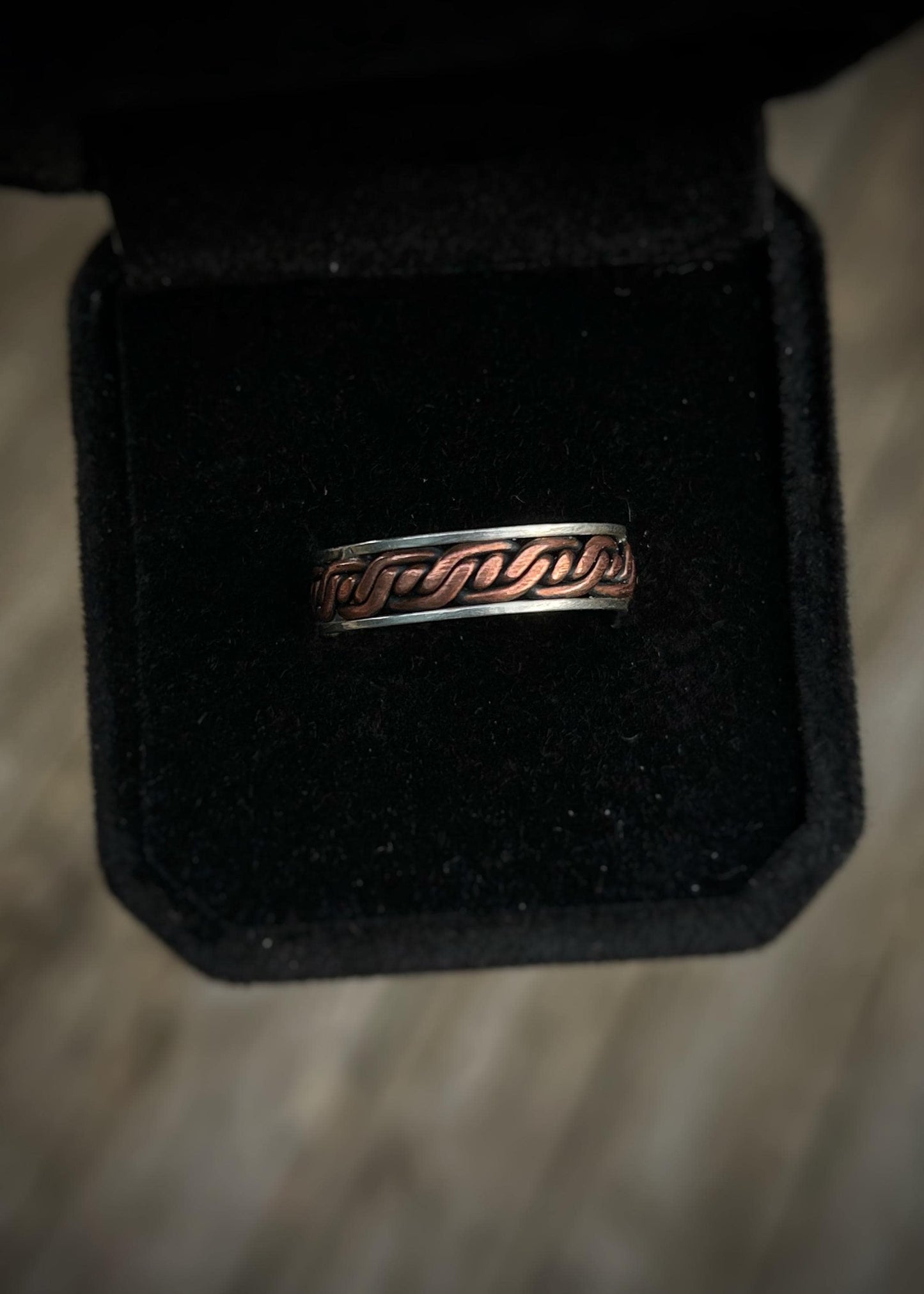 Triple twist // 4-wire braid // Sterling silver and copper // wrapped ring band // braided //handmade ring // mixed metals // comfortable