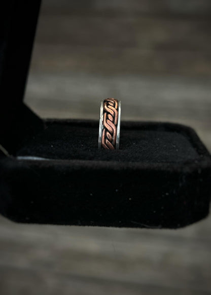 Triple twist // 4-wire braid // Sterling silver and copper // wrapped ring band // braided //handmade ring // mixed metals // comfortable