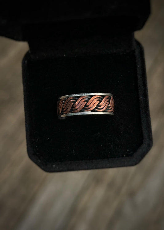 Sing twist 6-wire braid // Sterling silver and copper // wire wrapped ring band // braided //handmade ring // mixed metals // comfortable