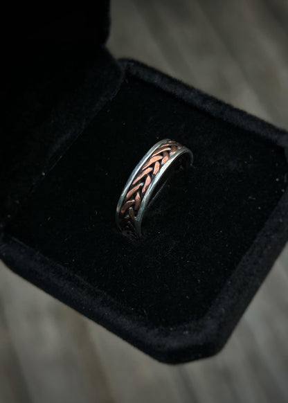 5 strand fish tail braid // Sterling silver and copper // wire wrapped ring band // braided //handmade ring // mixed metals // comfortable