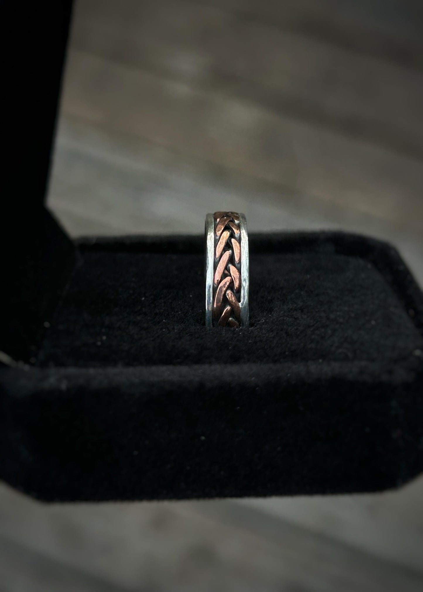5 strand fish tail braid // Sterling silver and copper // wire wrapped ring band // braided //handmade ring // mixed metals // comfortable