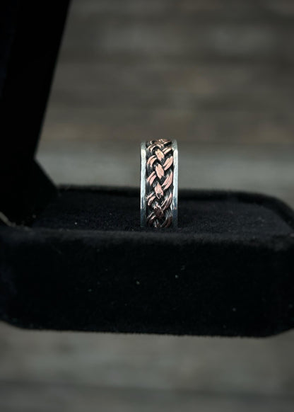 4 Strand, 8 wire braid // Sterling silver and copper // wire wrapped ring band // braided //handmade ring // mixed metals // comfortable