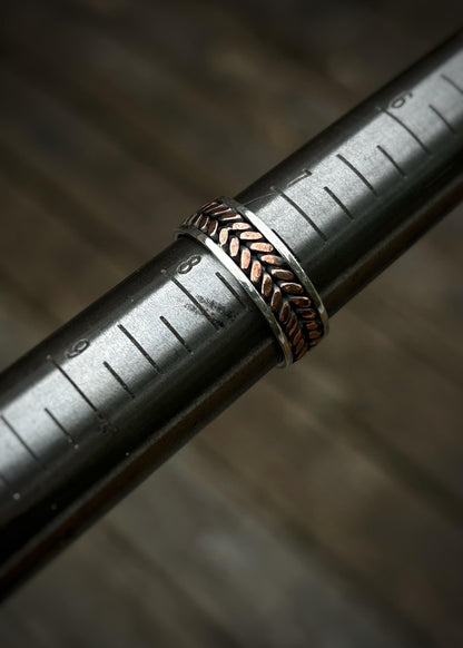 Two-wire wheat braid // Sterling silver and copper // wire wrapped ring band // braided //handmade ring // mixed metals // comfortable