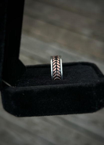 Two-wire wheat braid // Sterling silver and copper // wire wrapped ring band // braided //handmade ring // mixed metals // comfortable