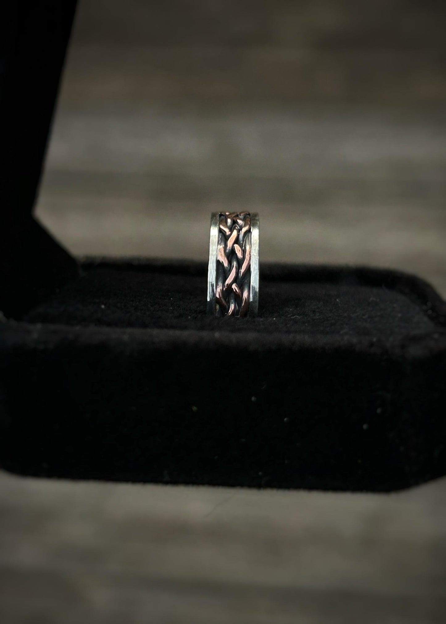 5 strand twisted copper braid // Sterling silver and copper // wrapped ring band // braided //handmade ring // mixed metals // comfortable