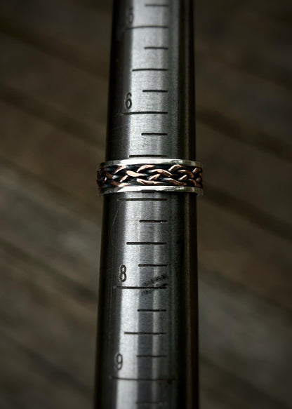 5 strand twisted copper braid // Sterling silver and copper // wrapped ring band // braided //handmade ring // mixed metals // comfortable