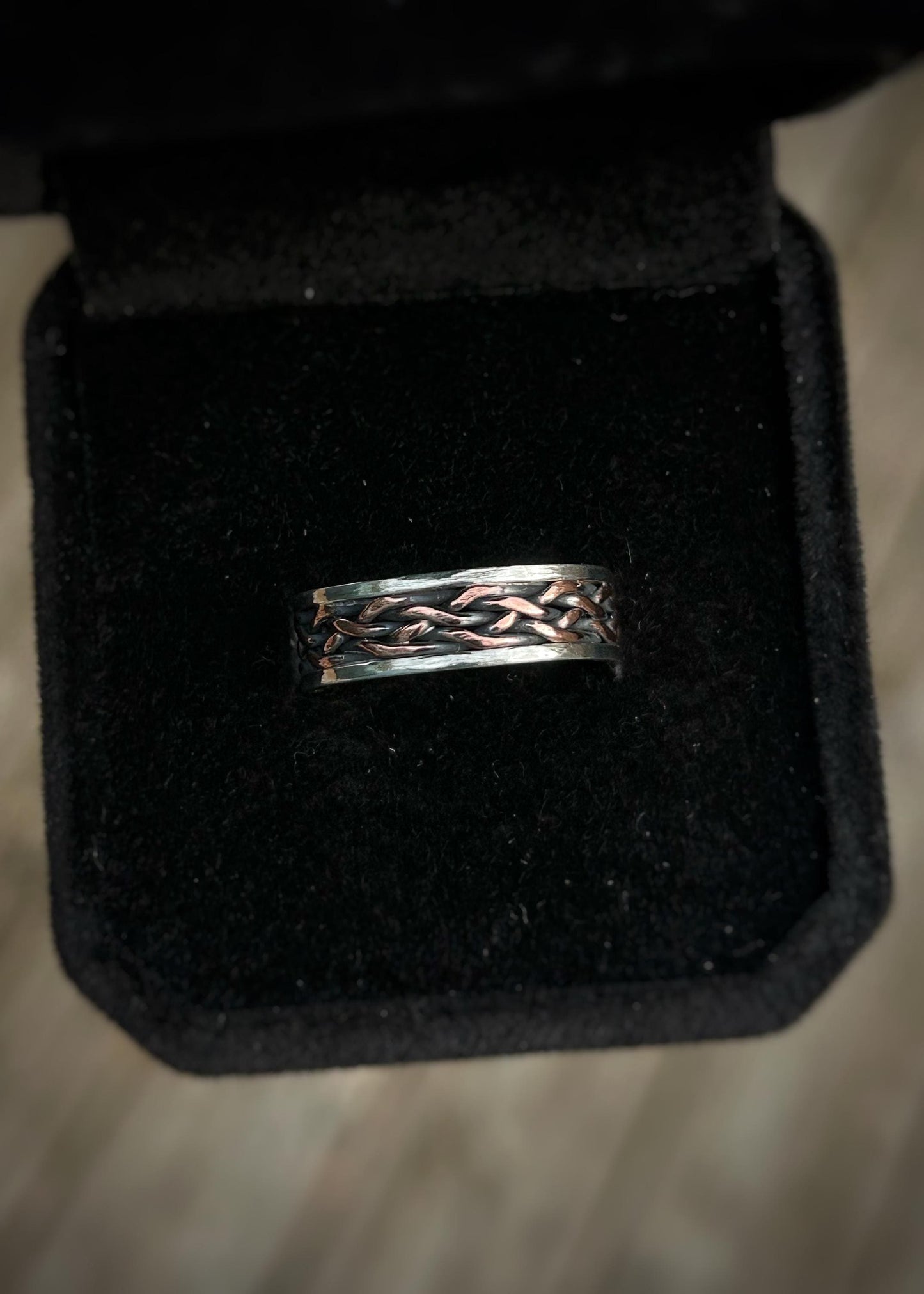 5 strand twisted copper braid // Sterling silver and copper // wrapped ring band // braided //handmade ring // mixed metals // comfortable