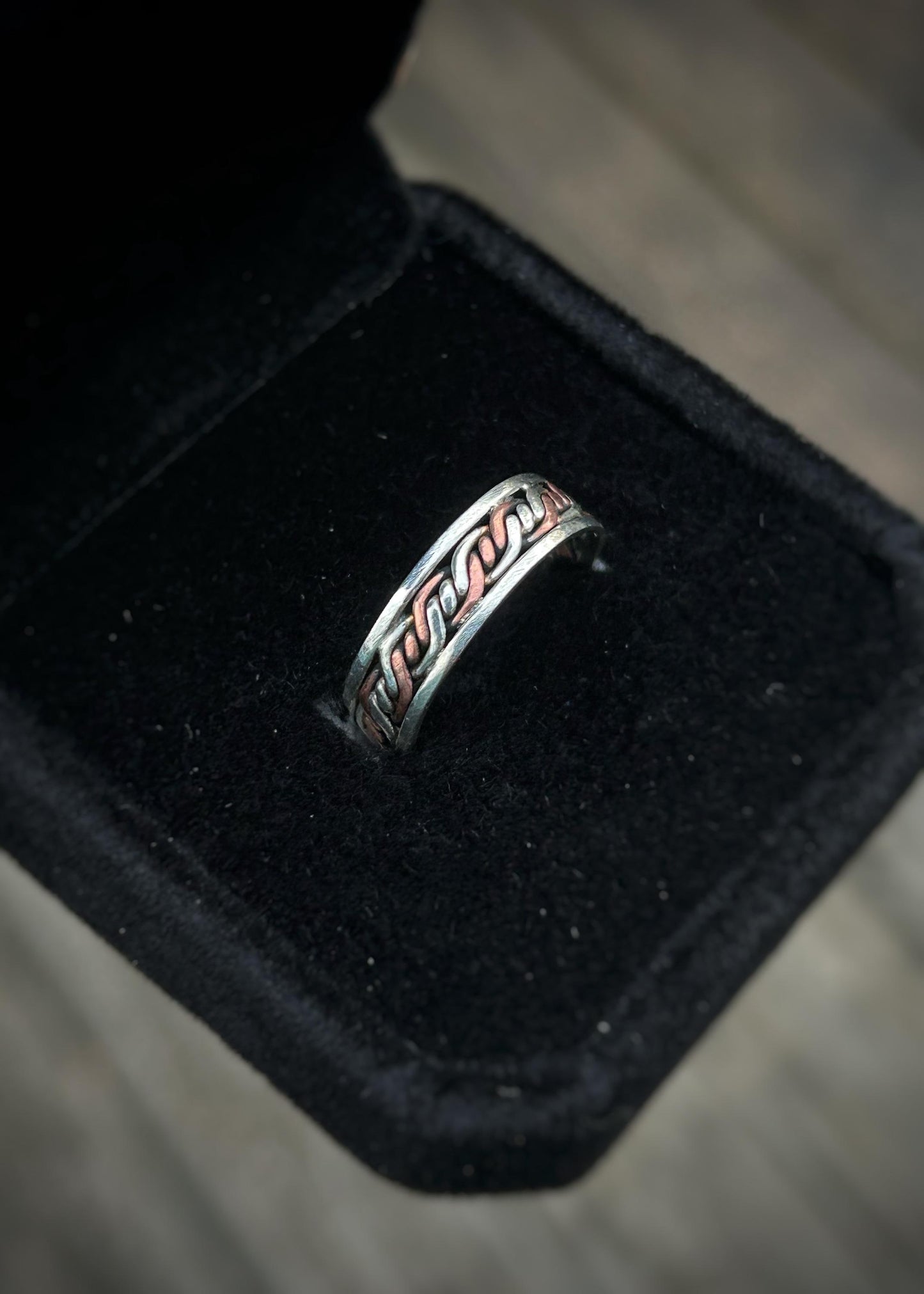 Triple twist 4-strand braid // Sterling silver and copper // wire wrapped ring band // braided //handmade ring // mixed metals