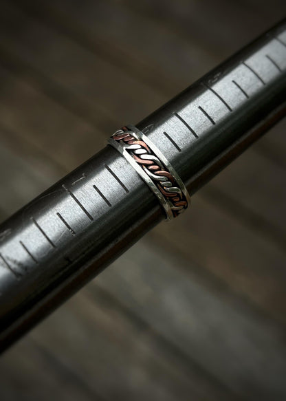 Triple twist 4-strand braid // Sterling silver and copper // wire wrapped ring band // braided //handmade ring // mixed metals