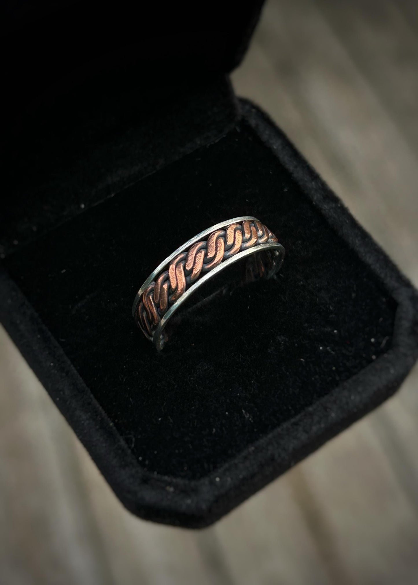 Double twist // 4-wire braid // Sterling silver and copper // wrapped ring band // braided //handmade ring // mixed metals // comfortable