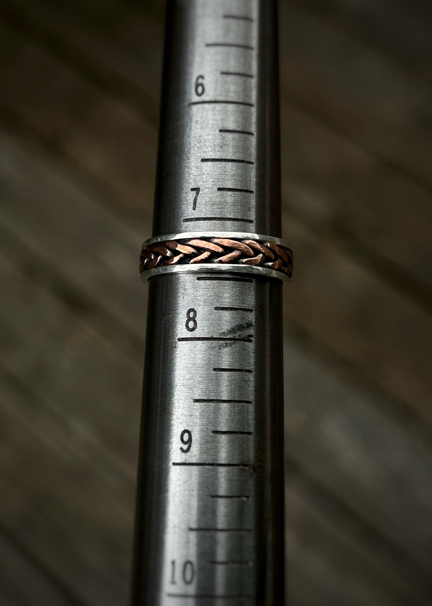 5 strand fish tail braid // Sterling silver and copper // wire wrapped ring band // braided //handmade ring // mixed metals // comfortable