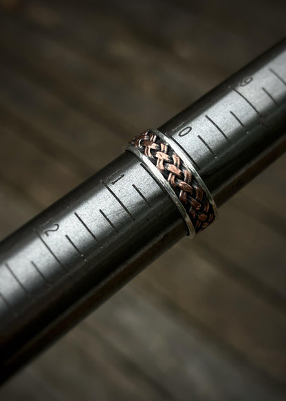 4 Strand, 8 wire braid // Sterling silver and copper // wire wrapped ring band // braided //handmade ring // mixed metals // comfortable