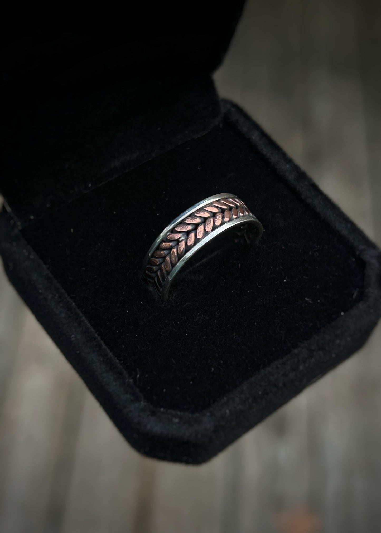 Two-wire wheat braid // Sterling silver and copper // wire wrapped ring band // braided //handmade ring // mixed metals // comfortable