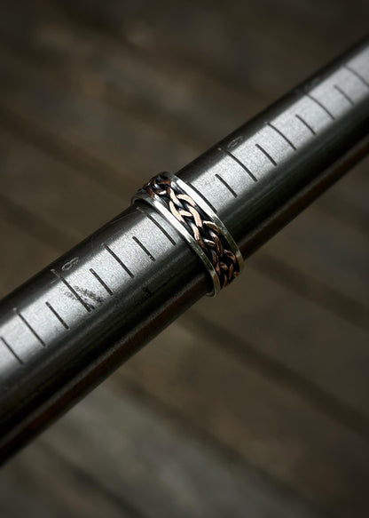 5 strand twisted copper braid // Sterling silver and copper // wrapped ring band // braided //handmade ring // mixed metals // comfortable