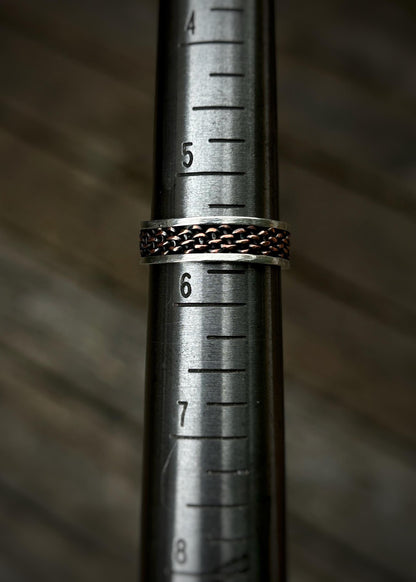 6 strand copper basket weave // Sterling silver and copper // wrapped ring band // braided //handmade ring // mixed metals // comfortable