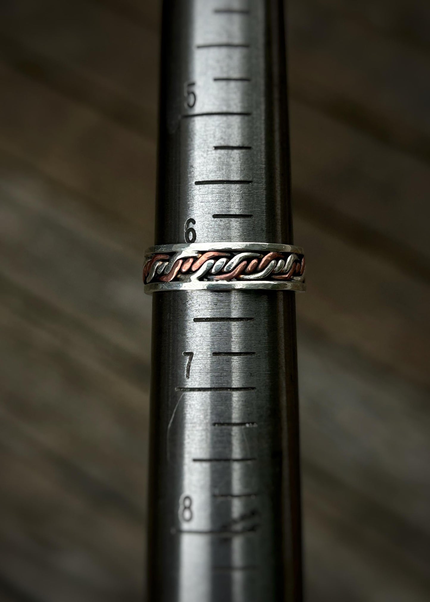 Triple twist 4-strand braid // Sterling silver and copper // wire wrapped ring band // braided //handmade ring // mixed metals