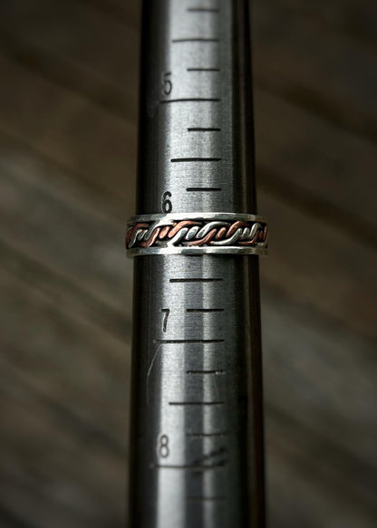 Triple twist 4-strand braid // Sterling silver and copper // wire wrapped ring band // braided //handmade ring // mixed metals