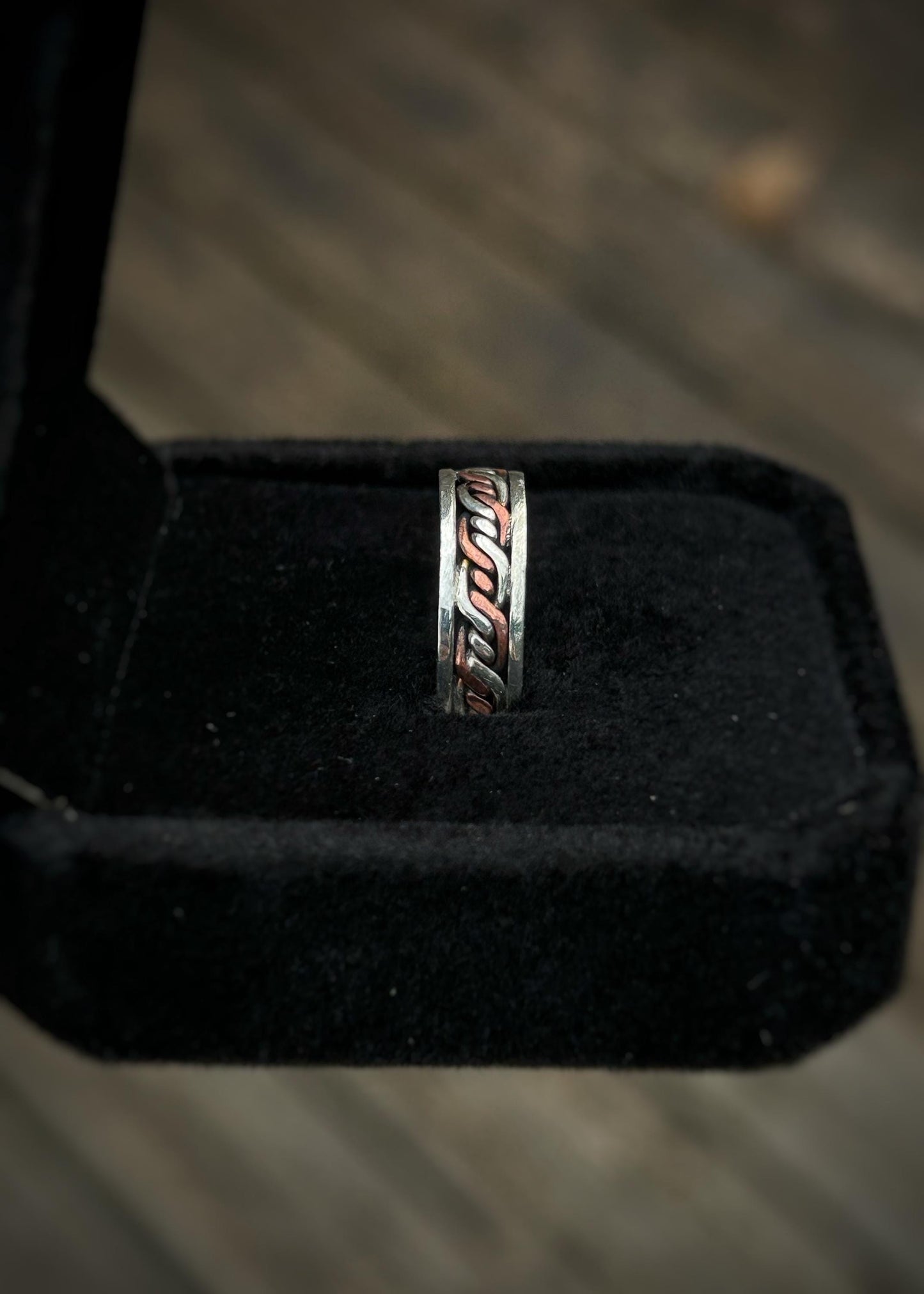 Triple twist 4-strand braid // Sterling silver and copper // wire wrapped ring band // braided //handmade ring // mixed metals