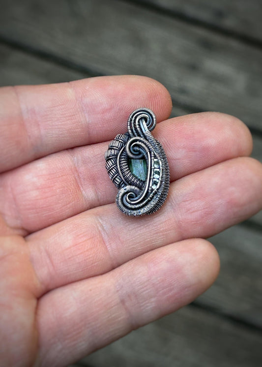 Beryl Mini Pendant // African Emerald // Aquamarine // Oxidized Sterling Silver // Festival Jewelry // One of a Kind // Handmade // Petite
