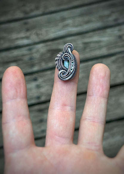 Beryl Mini Pendant // African Emerald // Aquamarine // Oxidized Sterling Silver // Festival Jewelry // One of a Kind // Handmade // Petite