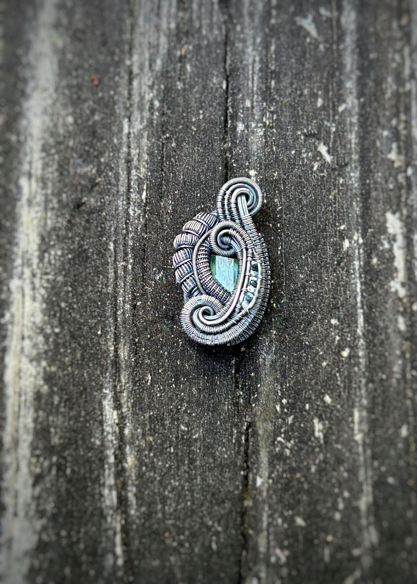 Beryl Mini Pendant // African Emerald // Aquamarine // Oxidized Sterling Silver // Festival Jewelry // One of a Kind // Handmade // Petite