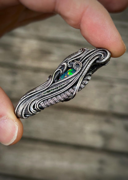 Epic Opal // Ethiopian Opal // Welo // Tsavorite Garnets // Oxidized Sterling Silver // Festival Jewelry // Handmade // Fire Opal // Flash