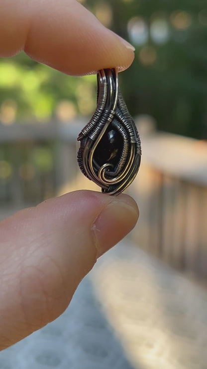 Red Opal Mini Pendant // Wire Wrap // Sterling Silver // Oxidized // Festival Jewelry // Handmade Wire Art // Elegant // One of a kind