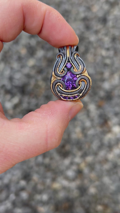 Purple Symmetry // Amethyst Jammer // Aquarius // Oxidized Silver // Mixed Metals // Goldfilled // Pendant // Festival Jewelry // Wire Wrap