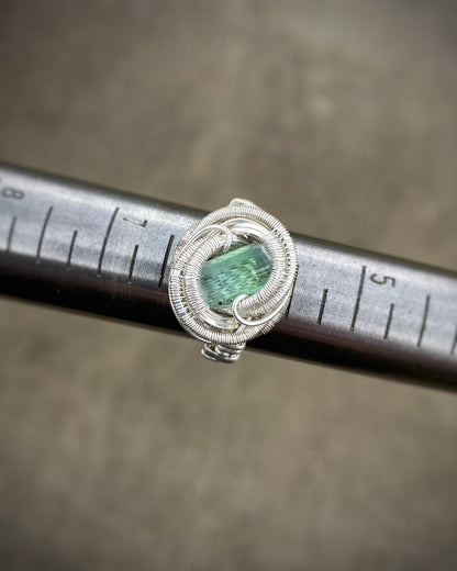 Blue Green Tourmaline // Wrapped Ring // Festival Jewelry // Sterling Silver // Wire Flow // Organic // Comfortable // Sexy Ring // Crystal