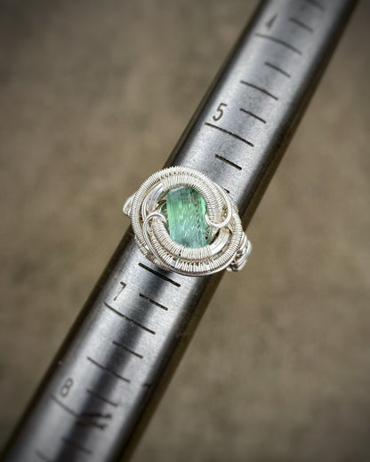 Blue Green Tourmaline // Wrapped Ring // Festival Jewelry // Sterling Silver // Wire Flow // Organic // Comfortable // Sexy Ring // Crystal