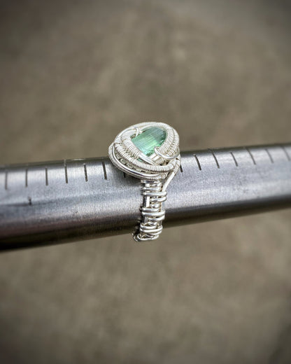 Blue Green Tourmaline // Wrapped Ring // Festival Jewelry // Sterling Silver // Wire Flow // Organic // Comfortable // Sexy Ring // Crystal
