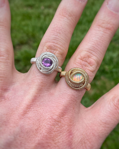 Amethyst Ring // Faceted // Purple // Sexy // Festival Jewelry // Sterling Silver // Size 8 // Wire Wrap // Handmade // Wire Art