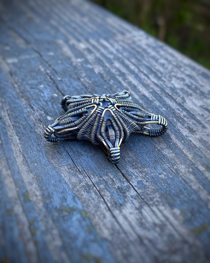 Star // Starfish Pendant // Oceanic // Wire Wrap // Oxidized Silver // Symmetrical // Festival Jewelry // Handmade Wire Art