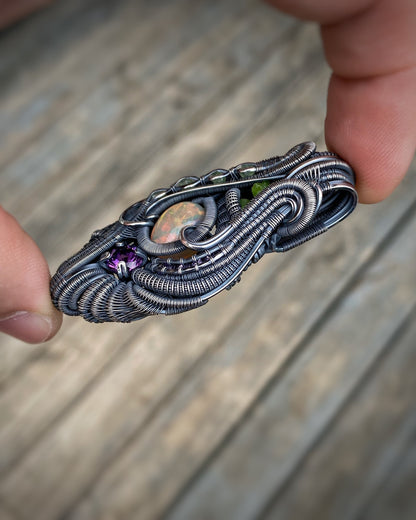 Amazing Opal // Ethiopian Welo Opal // Pendant // Wire Wrap // Sexy Jewelry // Festival // Elegant // Gem // Garnet // Amethyst // Handmade