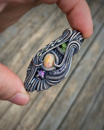 Amazing Opal // Ethiopian Welo Opal // Pendant // Wire Wrap // Sexy Jewelry // Festival // Elegant // Gem // Garnet // Amethyst // Handmade